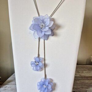 NWT Silver-Tone Lavender Flower Bolo Style Necklace